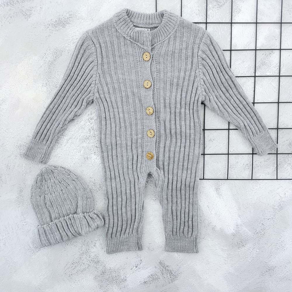 GOGO BİCİ 3701 FİTİLLİ ŞAPKALI TULUM - GRİ - 3-6 AY