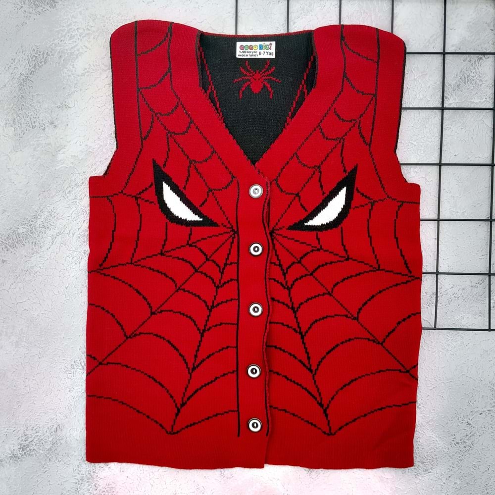 GOGO BİCİ ÖRÜMCEKLİ GARSON YELEK - KIRMIZI - 6-7 YAŞ