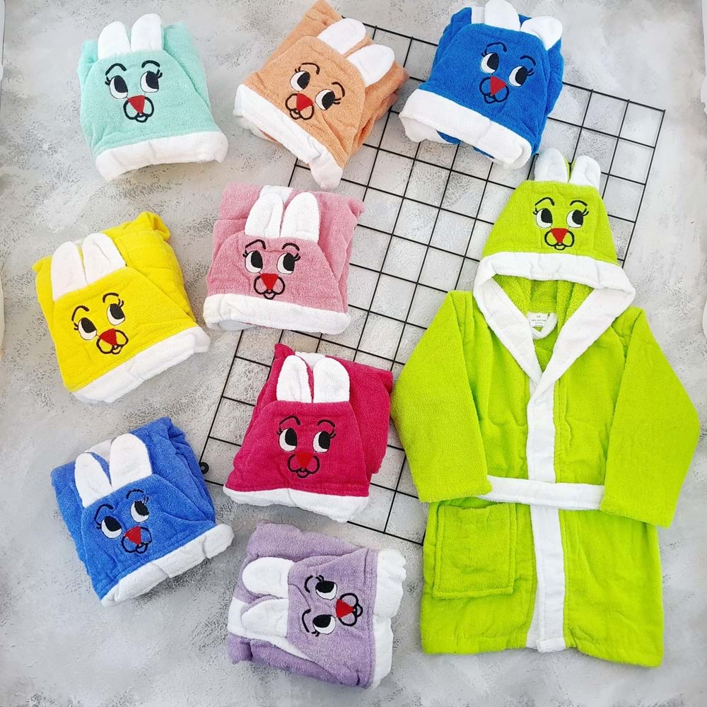 BEBEMER SEVİMLİ ŞAPKALI BEBE-ÇOCUK BORNOZ - FUŞYA - 3-4 YAŞ