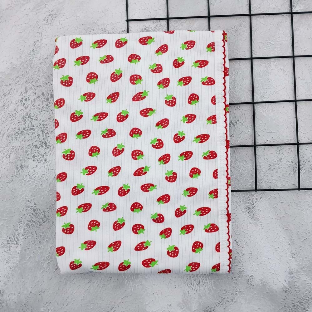 GONCA RAPORLU ÇİFT KAT BEBEK BATTANİYESİ 85*95 ÇİLEK