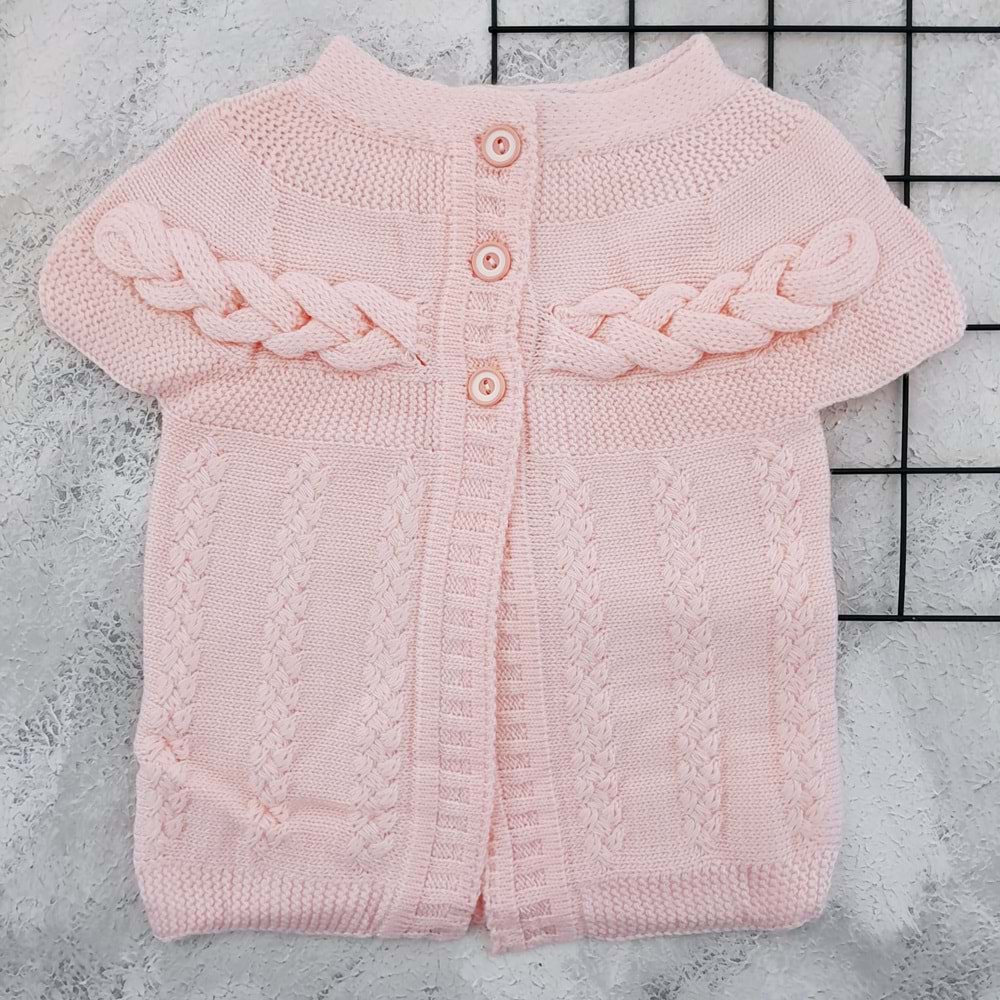 GOGO BİCİ 490 ROBALI SAÇ ÖRGÜLÜ TRİKO YELEK - SOMON - 0-1 YAŞ