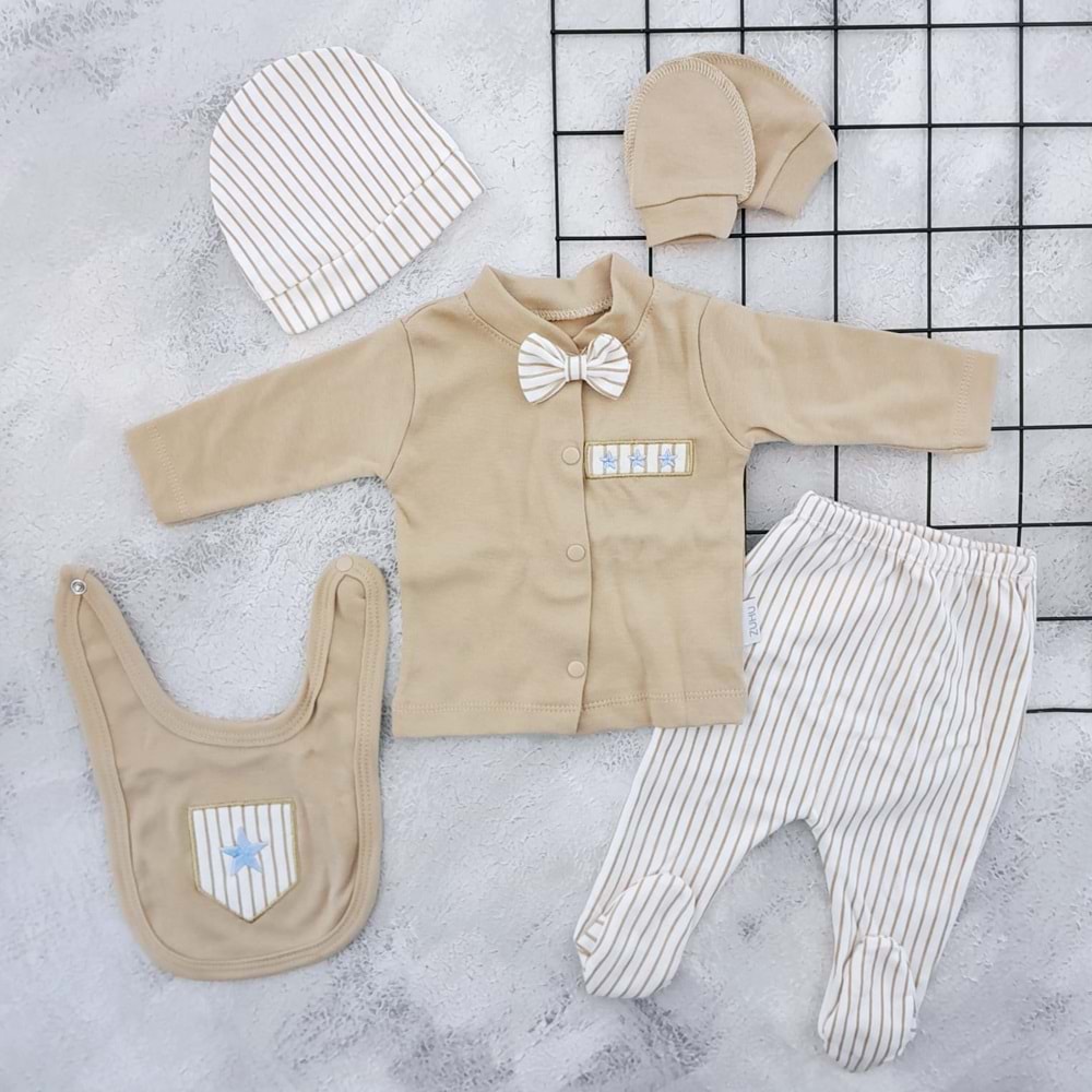 BABY ZUHU 0963 PAPYONLU 5 Lİ ZIBIN SETİ - KAHVE