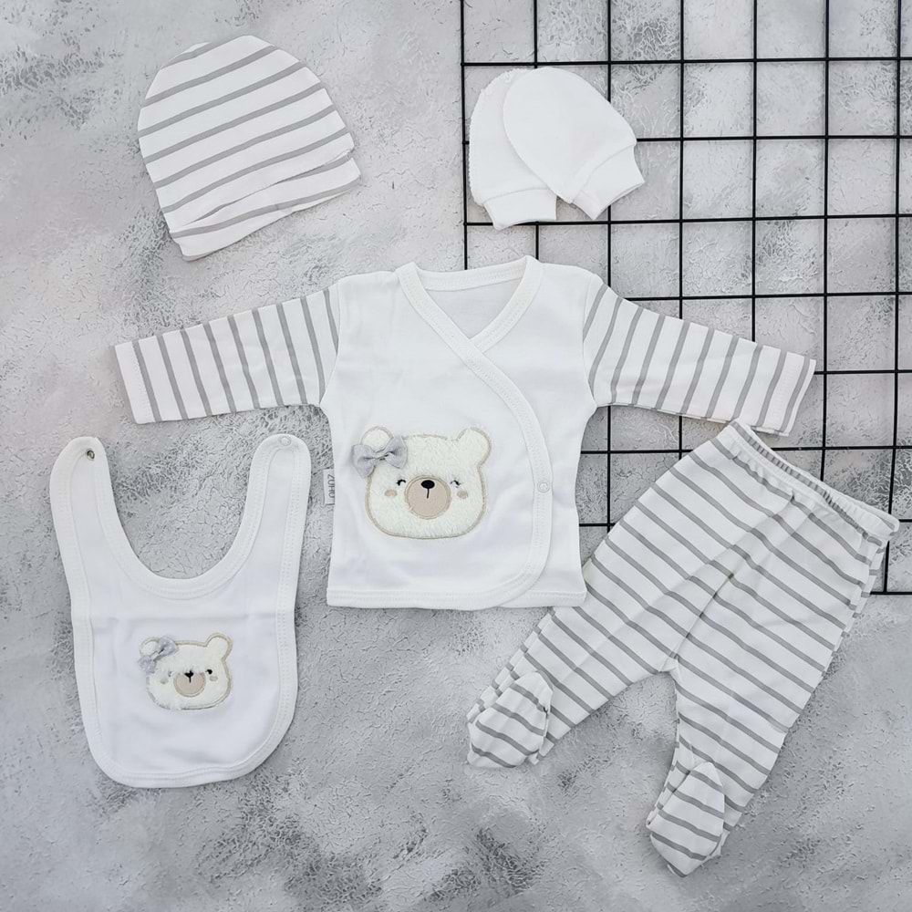 BABY ZUHU 0964 AYILI 5 Lİ ZIBIN SET - GRİ