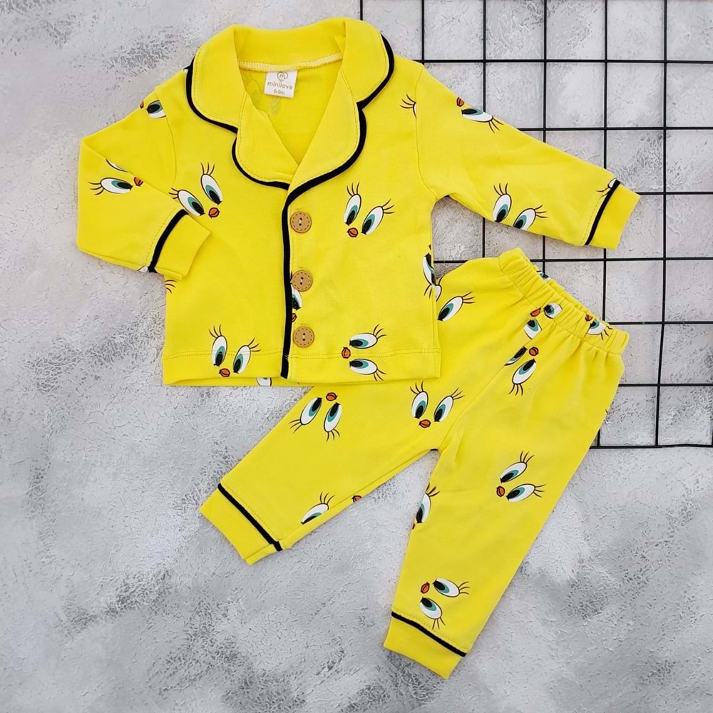 MİNİLOVE 8210 CİVCİV BASKILI PİJAMA TAKIM