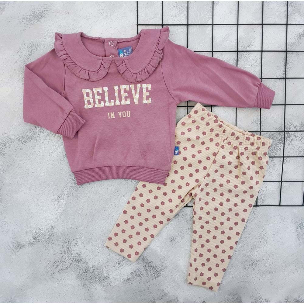 NAZAR 25078 BELIEVE BASKILI MEVSİMLİK TAKIM
