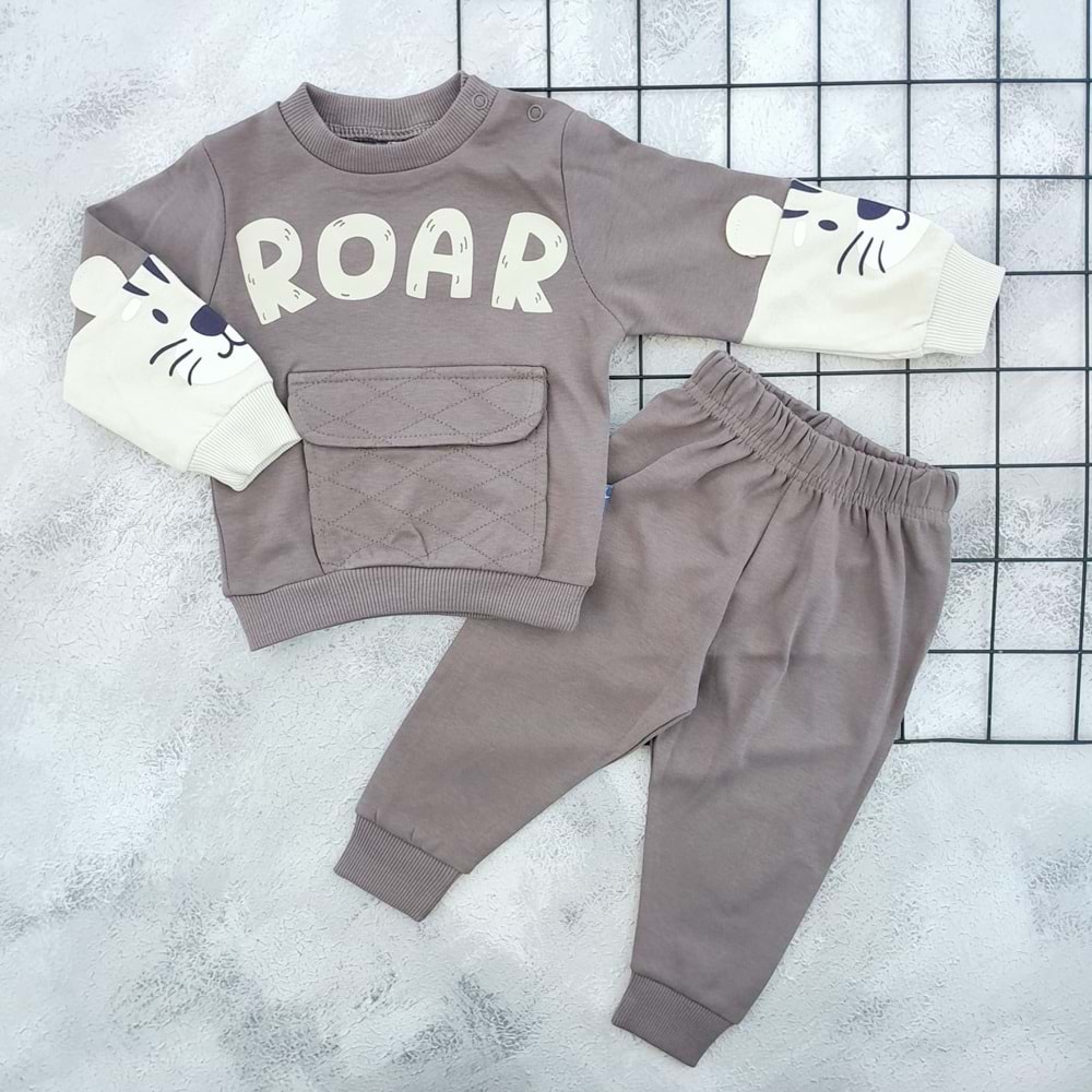 NAZAR 24521 ROAR BASKILI CEPLİ MEVSİMLİK TAKIM - KAHVE - 9 AY