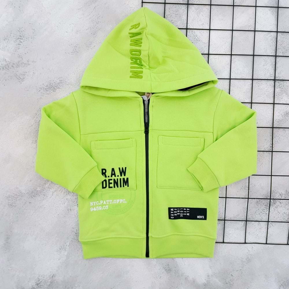 DMB 4999 CEP DETAYLI KAPÜŞONLU 3 İP HIRKA - FISTIK YEŞİL - 5-6 YAŞ