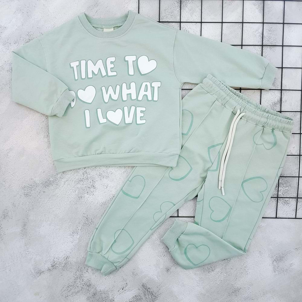 VIA GİRLS 9067 KALP BASKILI MEVSİMLİK TAKIM - MİND - 6-7 YAŞ