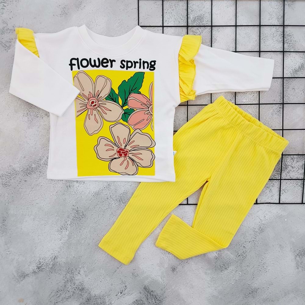 KARACON 2038 FLOWER SPRİNG MEVSİMLİK TAKIM - SARI - 3 YAŞ