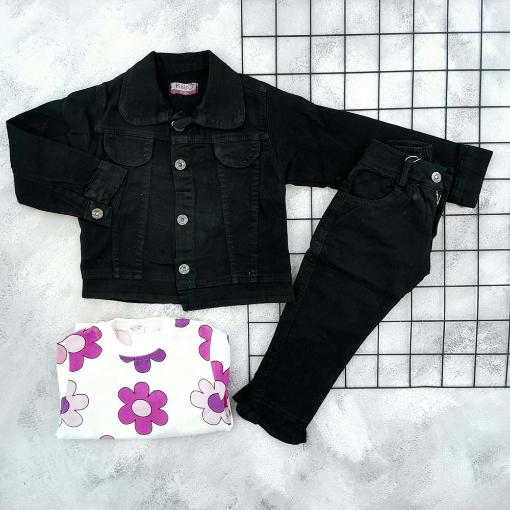 PAŞACAN 67180 ÇİÇEKLİ 3 LÜ KOT TAKIM - SİYAH - 3-4 YAŞ