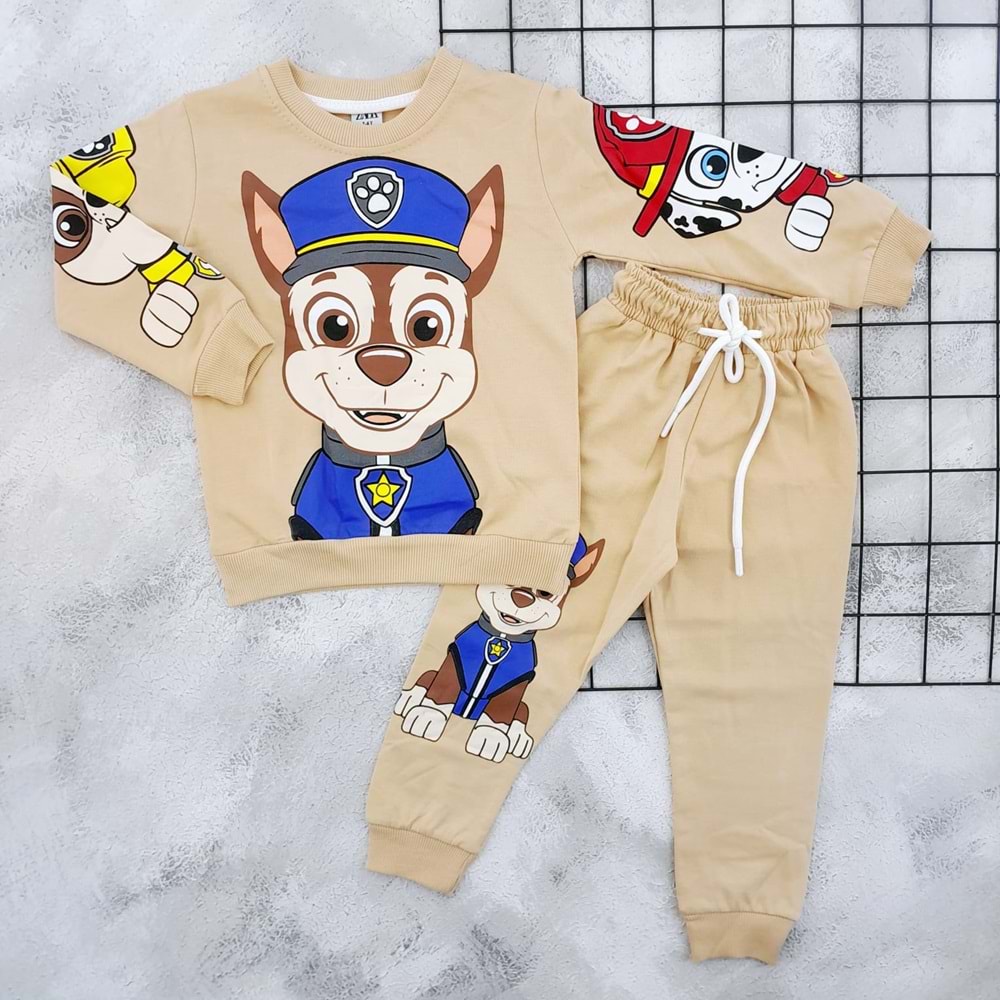 Z&R 30012 PAW PATROL BASKILI MEVSİMLİK TAKIM - BEJ - 7-8 YAŞ