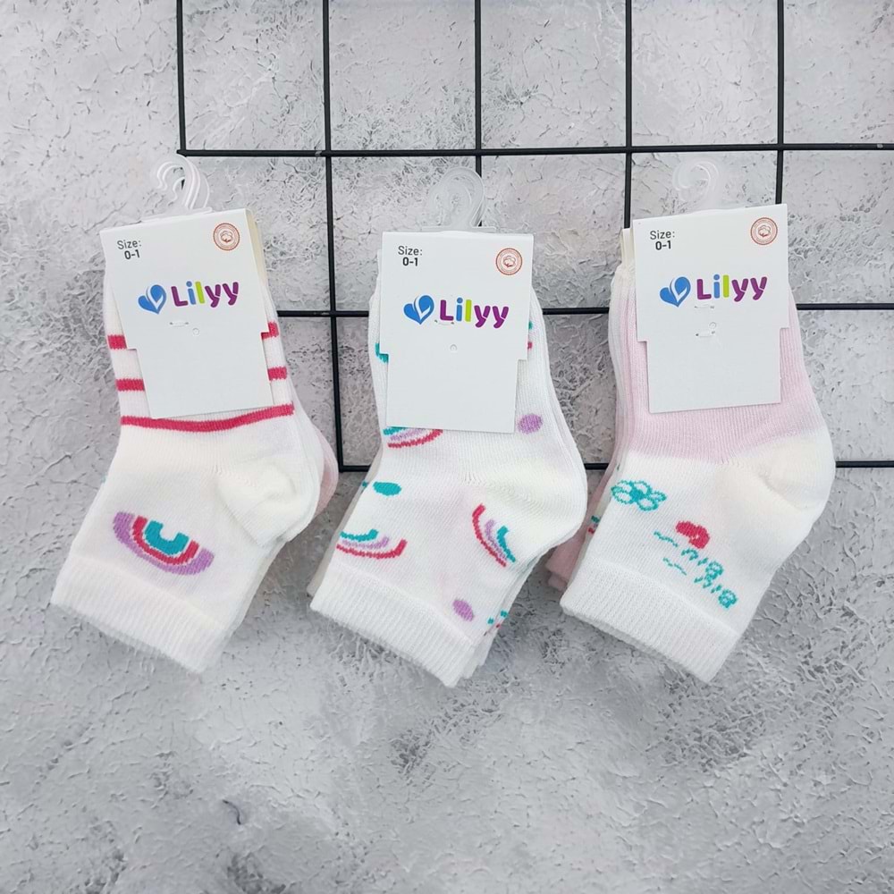 LİLYY 2807 GÖKKUŞAĞI MEVSİMLİK ÇORAP SETİ - 3-4 YAŞ