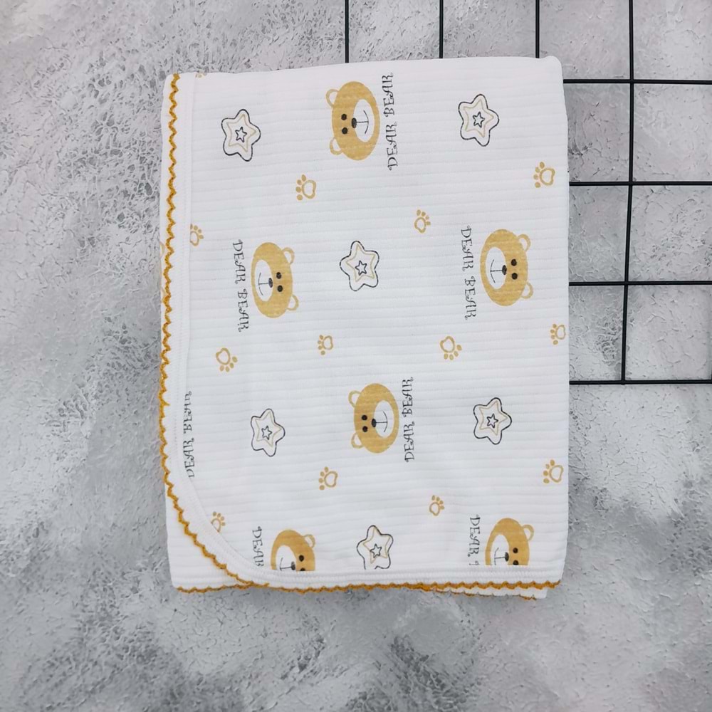 GONCA RAPORLU ÇİFT KAT BEBEK BATTANİYESİ 85*95 BEAR - KAHVE