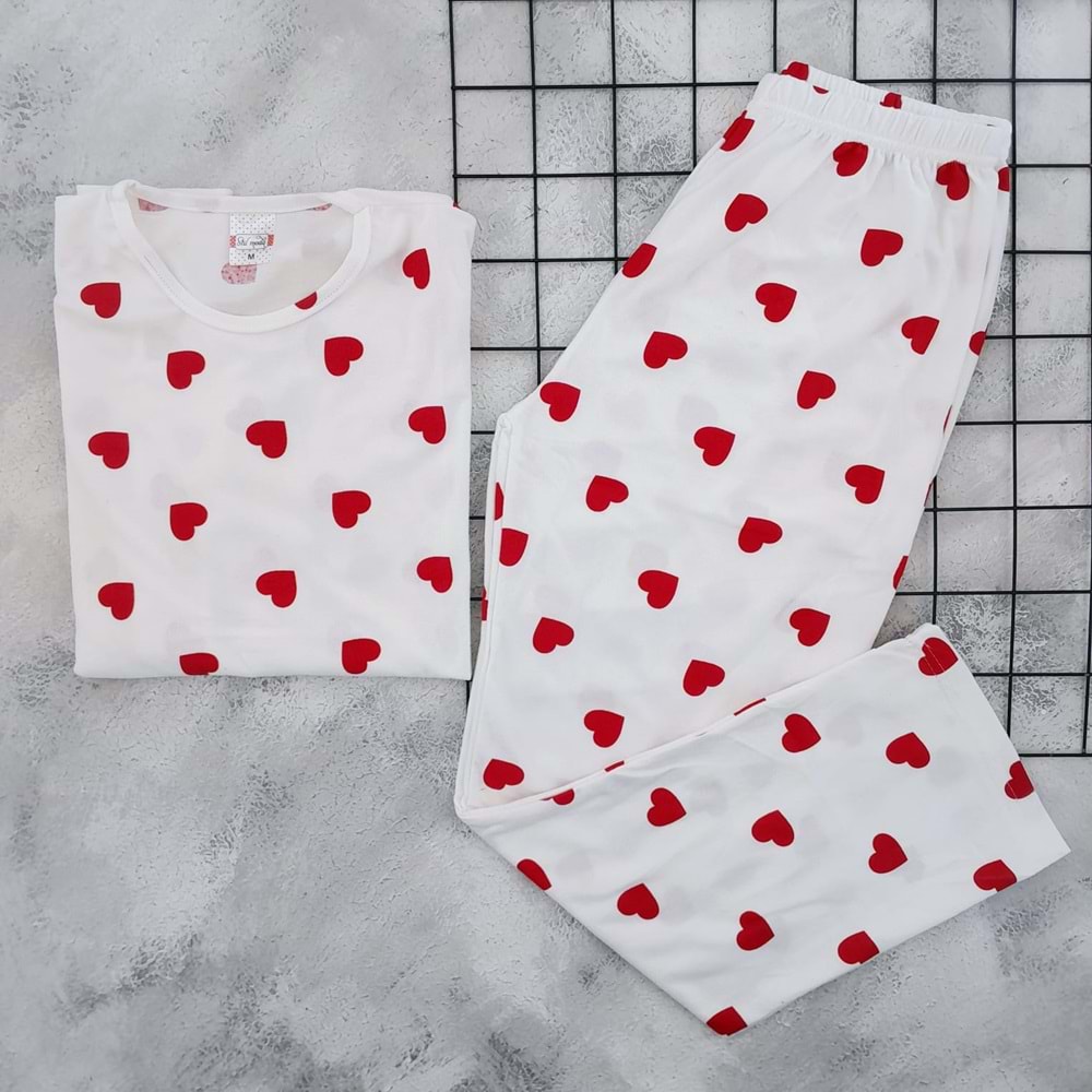 STİL MODA 4737 KALPLİ SÜET PİJAMA TAKIM