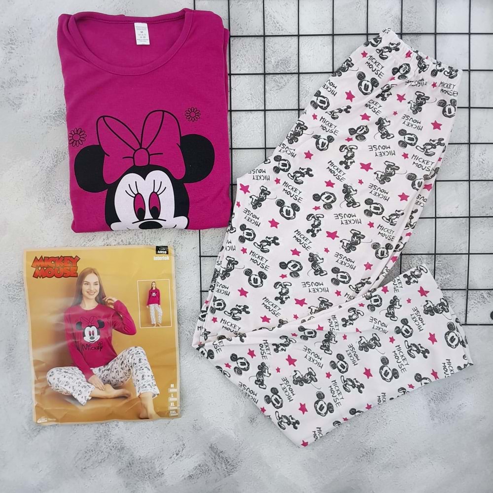 STİL MODA 4959 MİCKEY MOUSE BASKILI PİJAMA TAKIM - FUŞYA - XL BEDEN