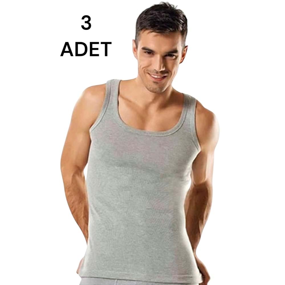 TUTKU 3 LÜ RİBANA ERKEK ATLET- GRİ - S-2 BEDEN