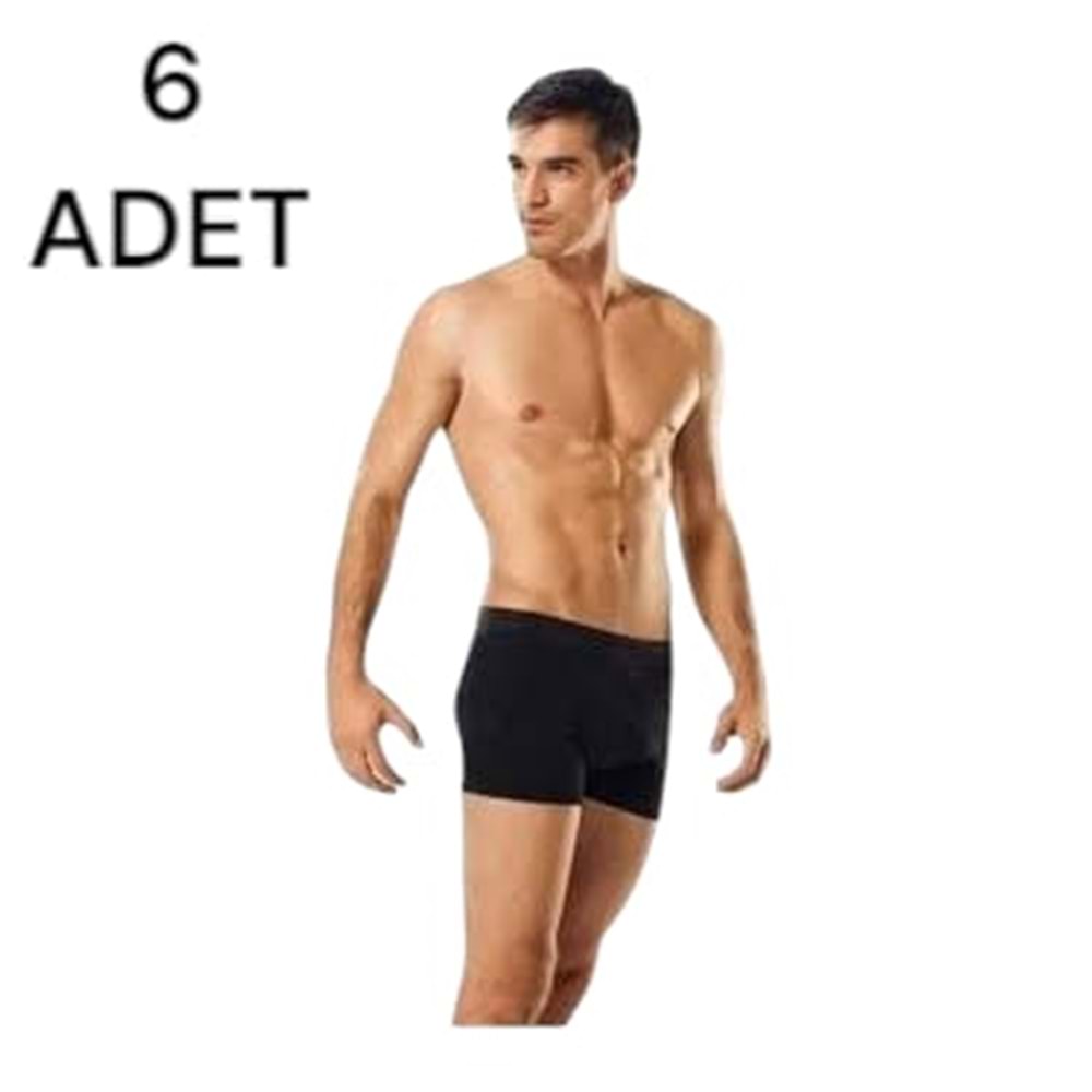 TUTKU ERKEK LİKRALI 6 LI BOXER - SİYAH - S-2 BEDEN