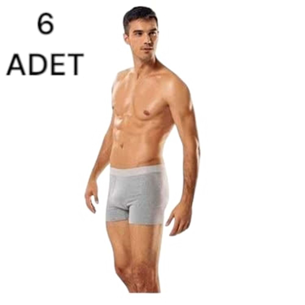 TUTKU ERKEK LİKRALI 6 LI BOXER - GRİ - M-3 BEDEN
