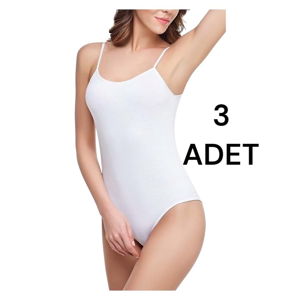 TUTKU 3 LÜ BYN İP ASKI ÇITÇITLI BADİ- BEYAZ - M-3 BEDEN