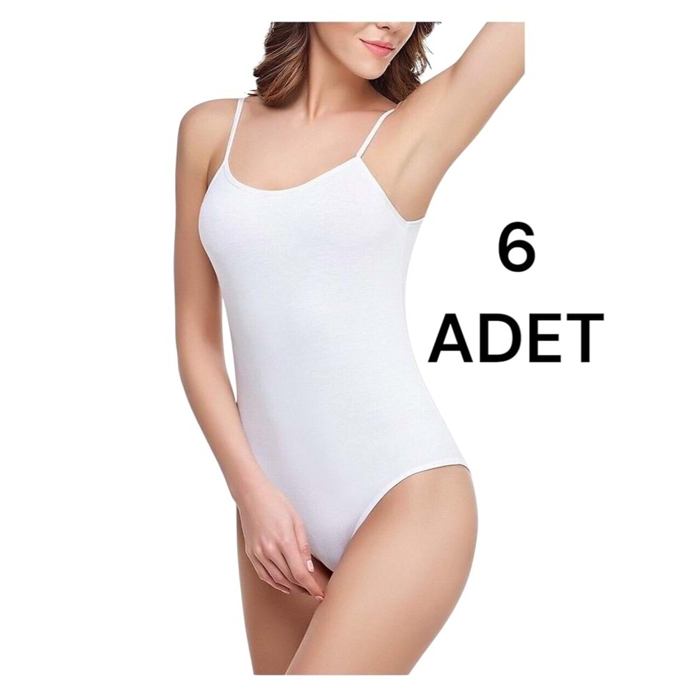 TUTKU 6 LI BYN İP ASKI ÇITÇITLI BADİ- BEYAZ - XS-1 BEDEN