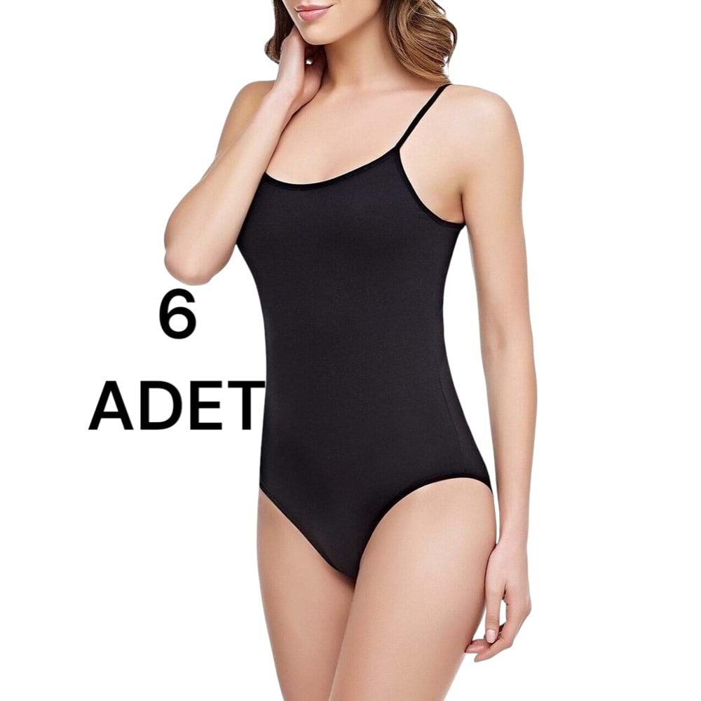 TUTKU 6 LI BYN İP ASKI ÇITÇITLI BADİ- SİYAH - XS-1 BEDEN