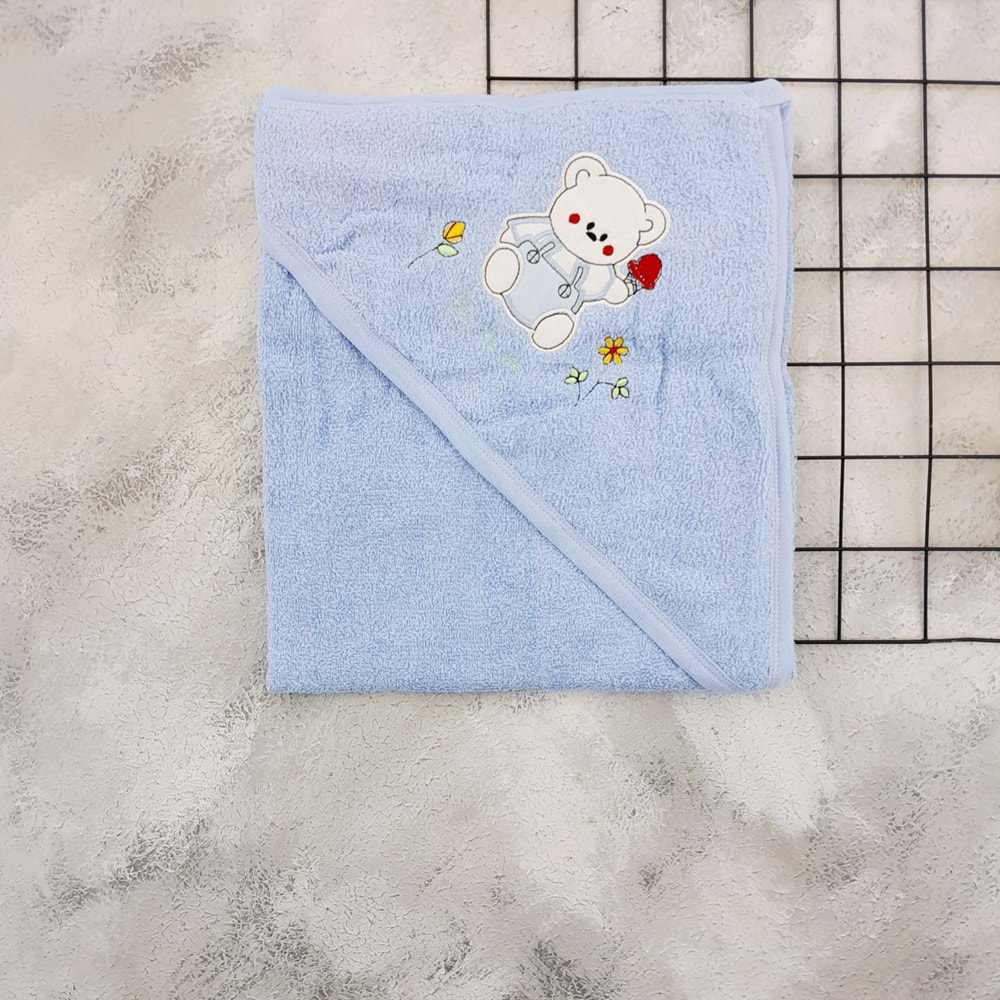 MSA 1118 AYICIK NAKIŞLI BEBE HAVLU - MAVİ