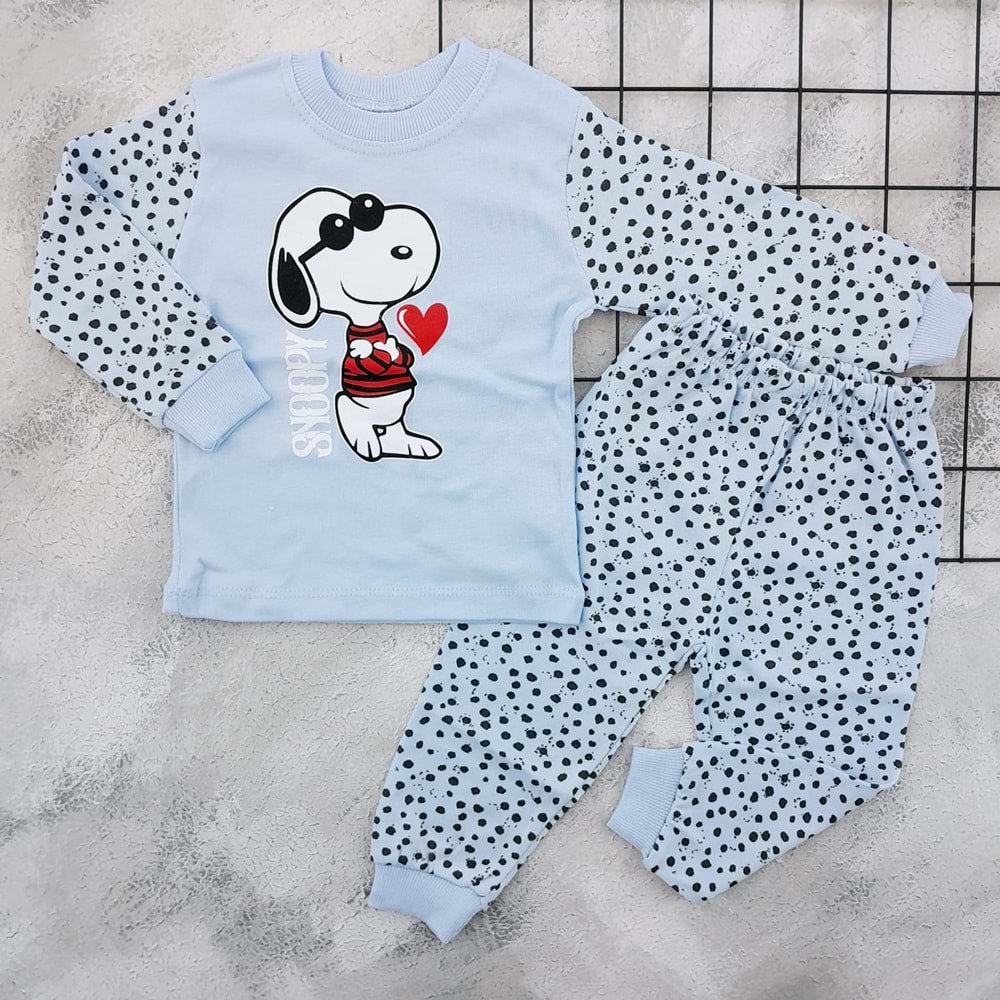 SM 1492 GÖZLÜKLÜ SNOOPY BASKILI PİJAMA TAKIM