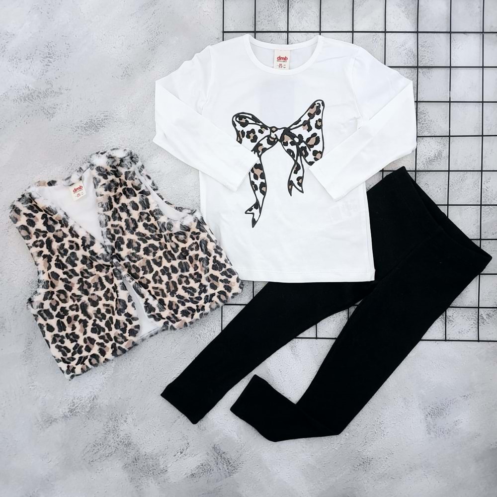 DMB 9822 LEOPAR YELEKLİ 3 LÜ TAKIM - SİYAH - 6-7 YAŞ