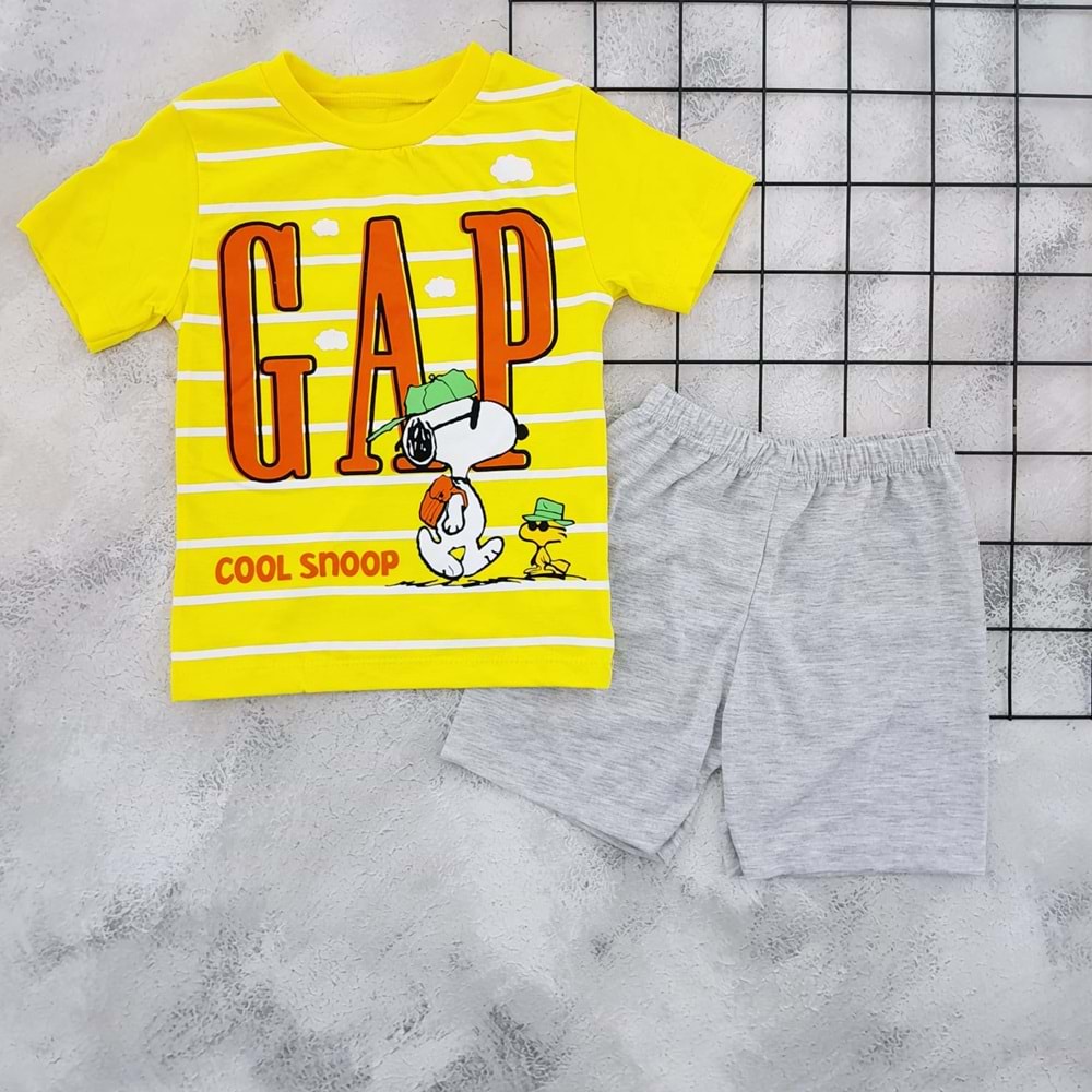 MOYES 4703 GAP SNOOPY BASKILI ŞORT TAKIM - SARI - 5 YAŞ