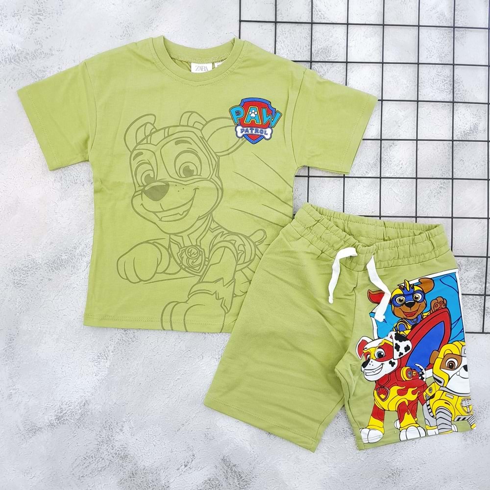 Z&R 2459 PAW PATROL BASKILI ŞORT TAKIM - YEŞİL - 3-4 YAŞ