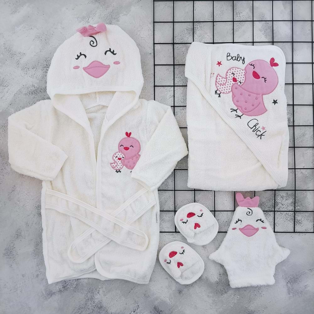 BABY ZUHU CHİCK BORNOZ SETİ - KREM