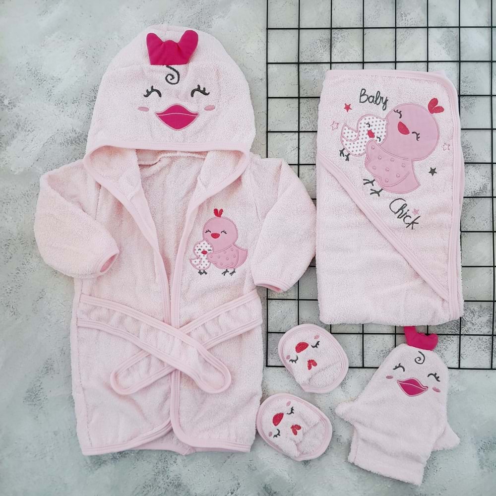 BABY ZUHU CHİCK BORNOZ SETİ - PEMBE