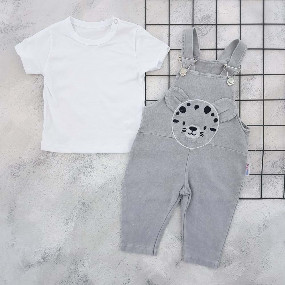 BABY BUU 0271 TİGGER NAKIŞLI BAHÇIVAN - FÜME - 12-18 AY