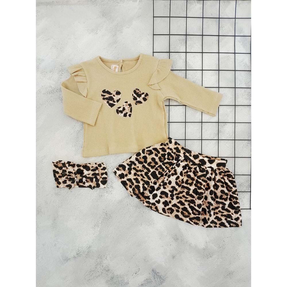 DECO 26922 KALP NAKIŞLI LEOPAR ETEK TAKIM - KAHVE - 12 AY