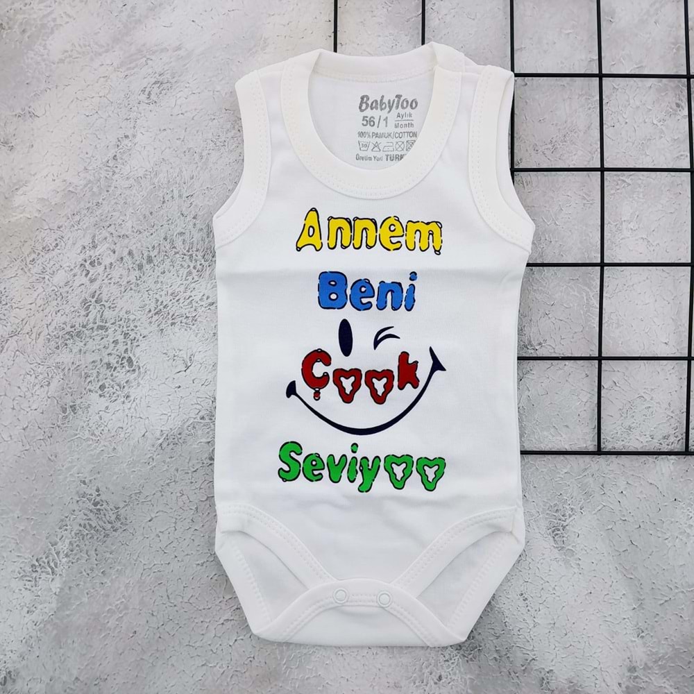 BABYTOO 7301 ANNEM BENİ SEVİYOR ASKILI BADİ - KREM - 18 AY
