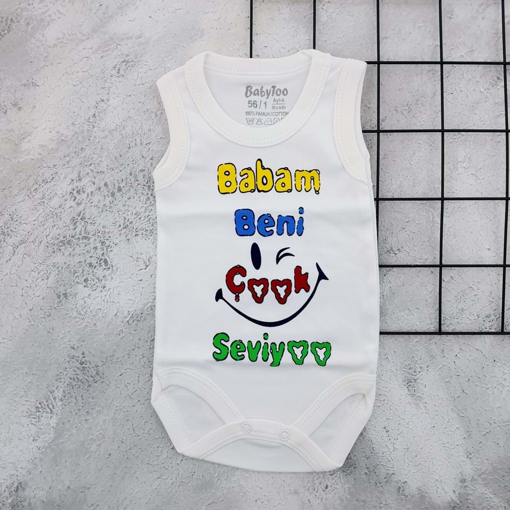BABYTOO 7301 BABAM BENİ SEVİYOR ASKILI BADİ - KREM - 9 AY