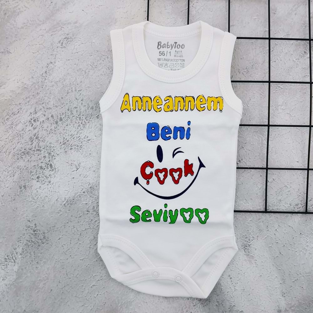 BABYTOO 7301 ANNEANNEM BENİ SEVİYOR ASKILI BADİ - KREM - 3 YAŞ
