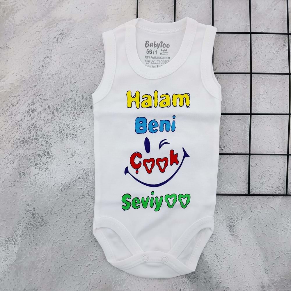 BABYTOO 7301 HALAM BENİ SEVİYOR ASKILI BADİ - KREM - 0 AY