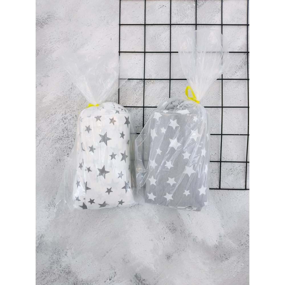 ALİŞ 015 YILDIZLAR LASTİKLİ ÇARŞAF YASTIK KILIFI - BEYAZGRİ