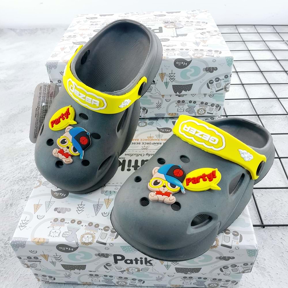 GEZER 0114 GÖZLÜKLÜ AYI CROCS TERLİK - FÜME - 27