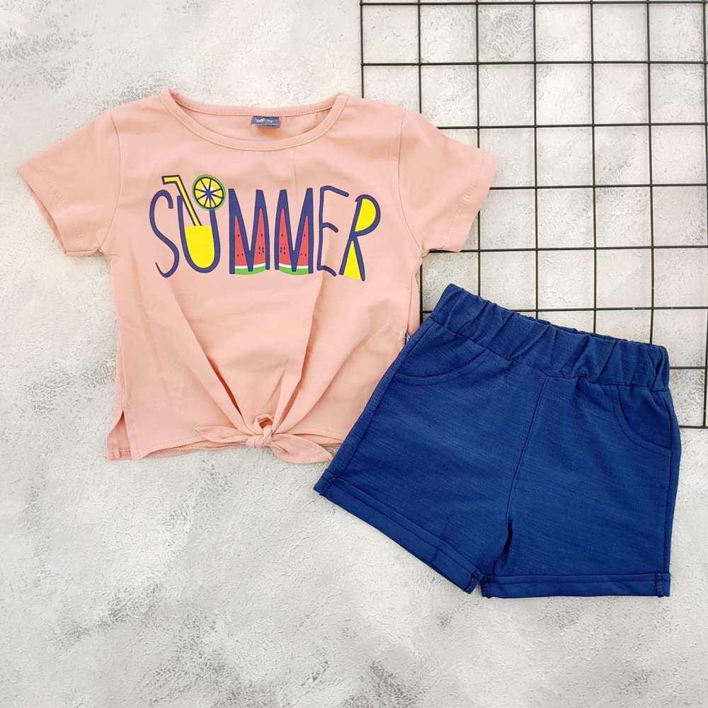 NAZAR 25581 SUMMER BASKILI ŞORT TAKIM - MÜRDÜM - 6 YAŞ