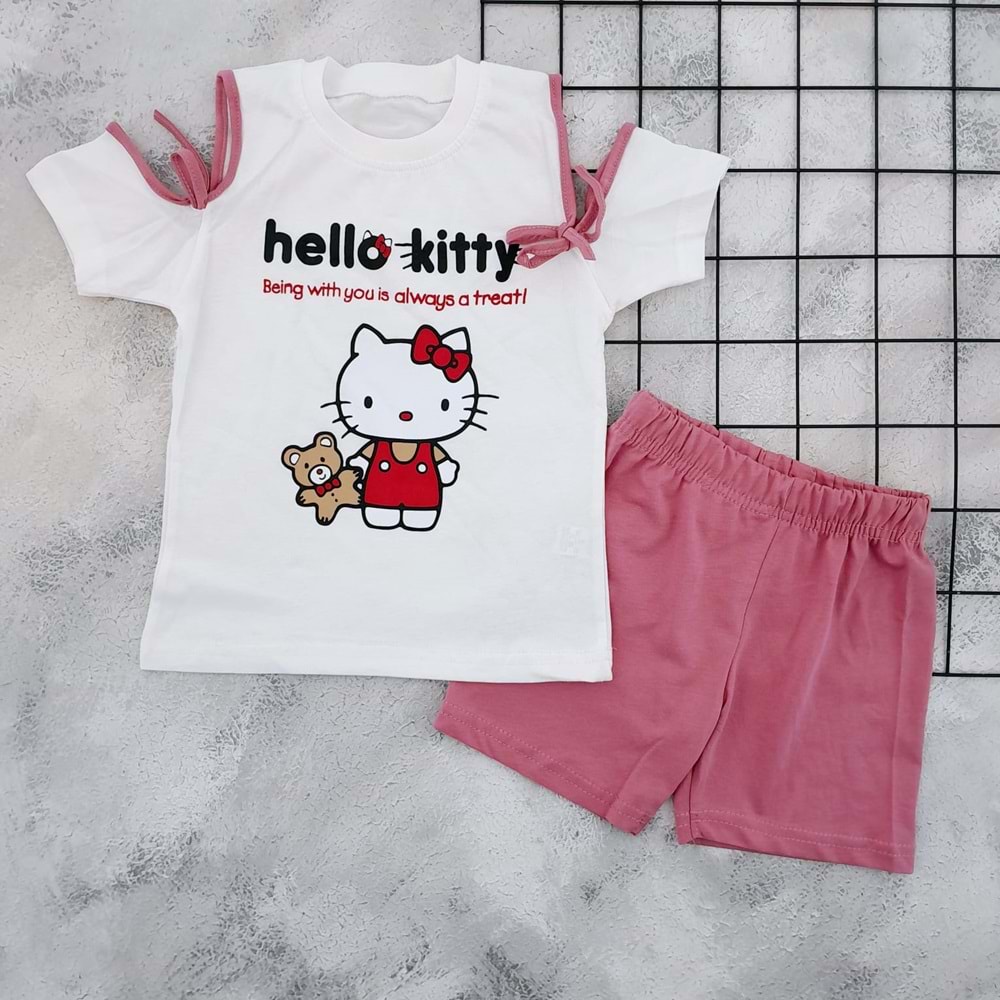 BAMBU 559 HELLO KİTTY ŞORT TAKIM - KREM - 4 YAŞ