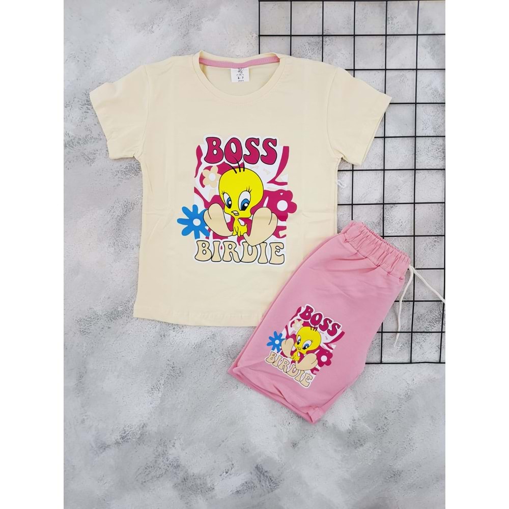 BEKA 114 TWEETY BASKILI ŞORT TAKIM - PEMBE - 11-12 YAŞ
