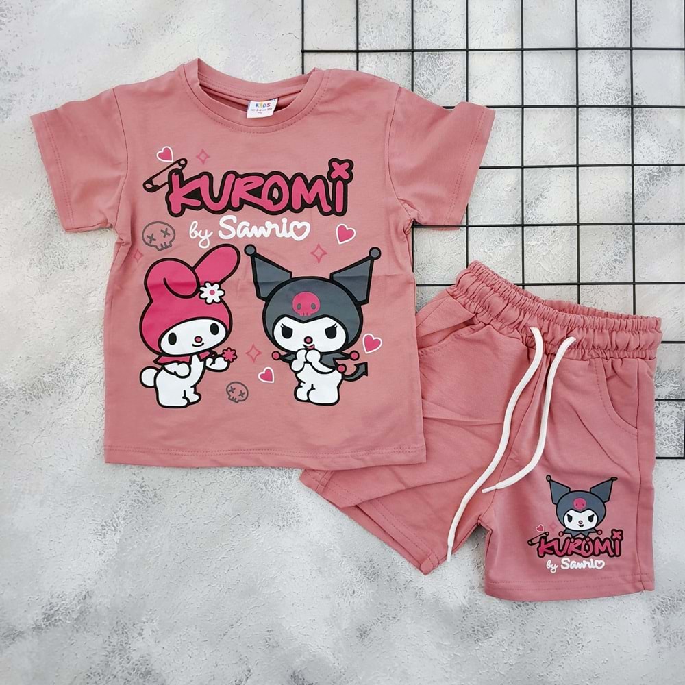 BDB 3045 KUROMİ BASKILI ŞORT TRAKIM - MÜRDÜM - 2 YAŞ
