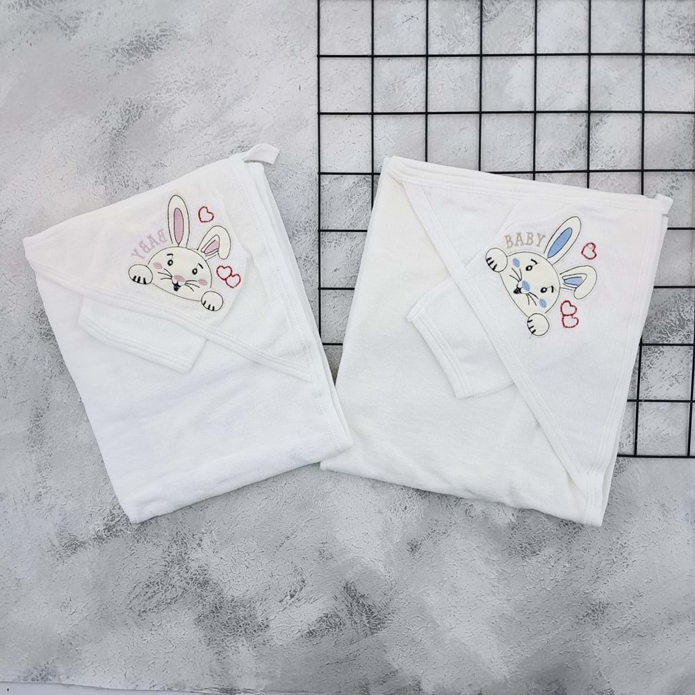 GÜLÜNCE BABY SEVİMLİ TAVŞAN BEBE HAVLU - MAVİ
