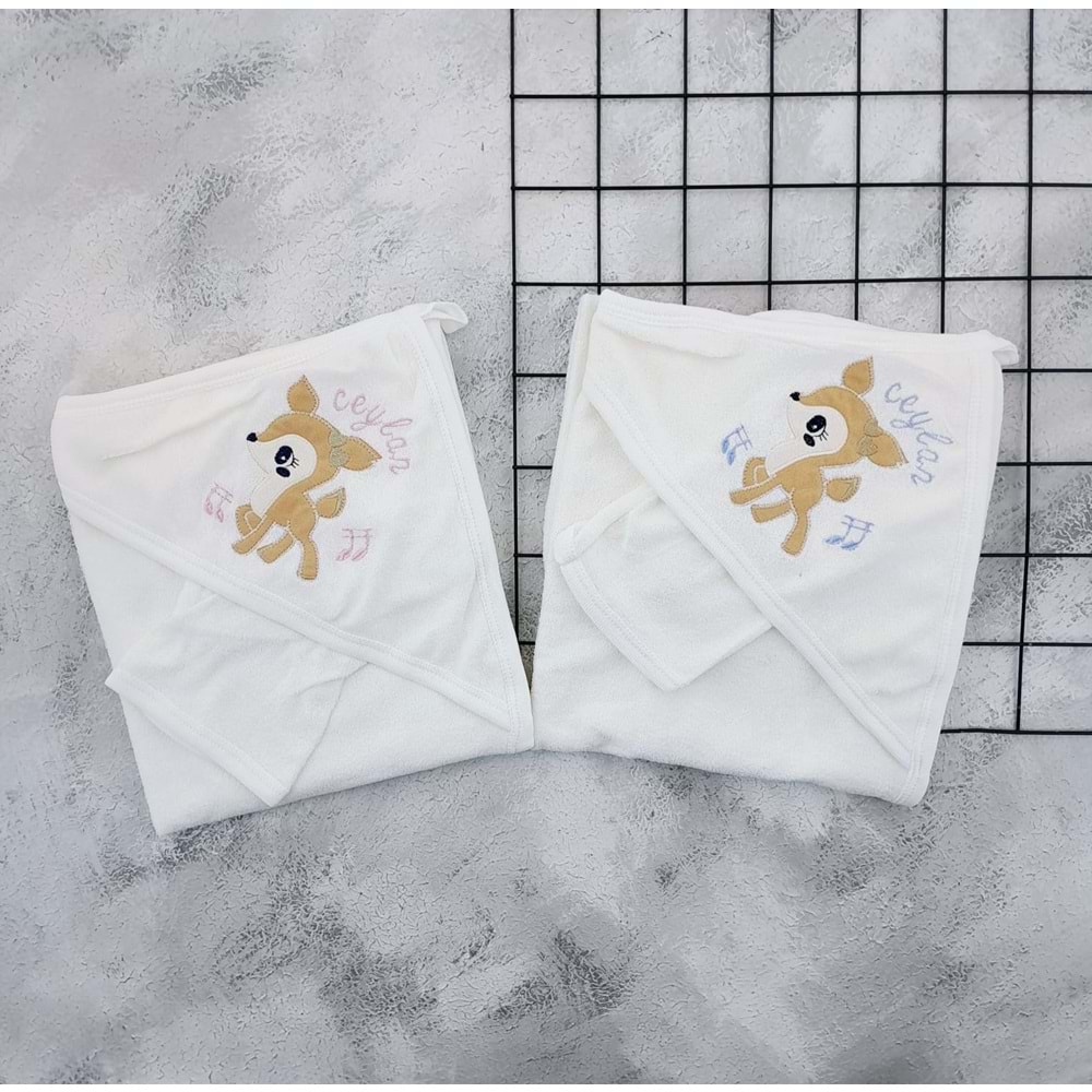 GÜLÜNCE BABY CEYLAN BASKILI BEBE HAVLU - MAVİ