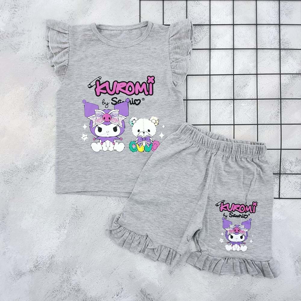 TINYTOWN 1116 KUROMİ BASKILI ŞORT TAKIM - GRİ - 6 YAŞ