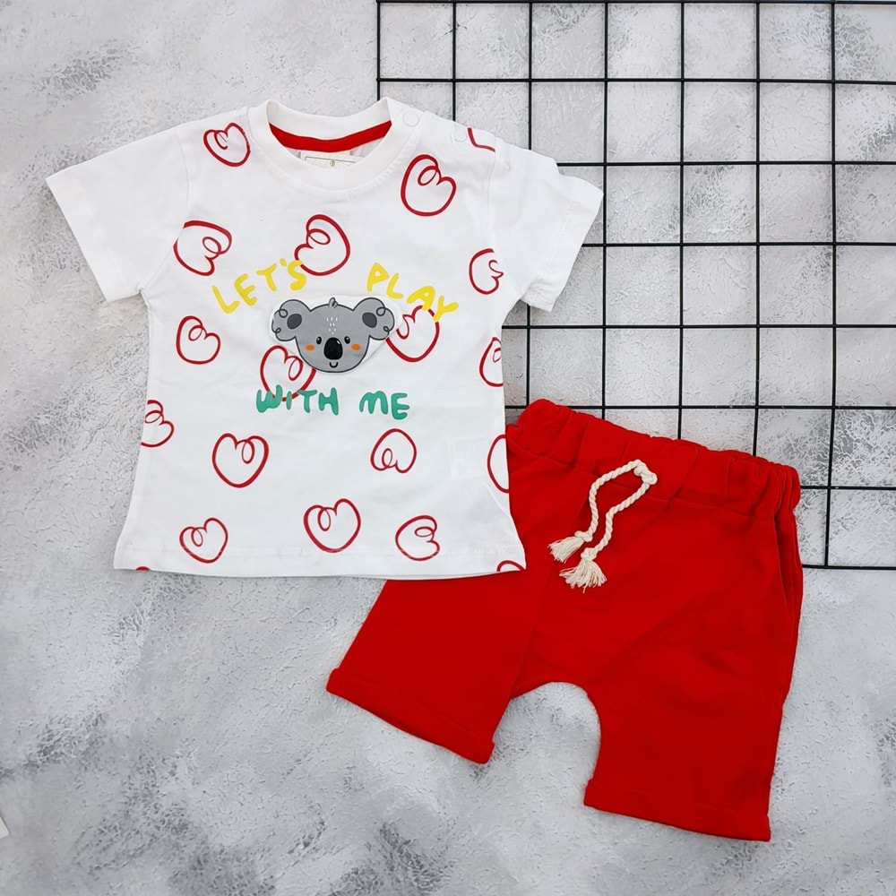VOIKIDS 57016 KOALA ŞORT TAKIM - KIRMIZI - 12 AY