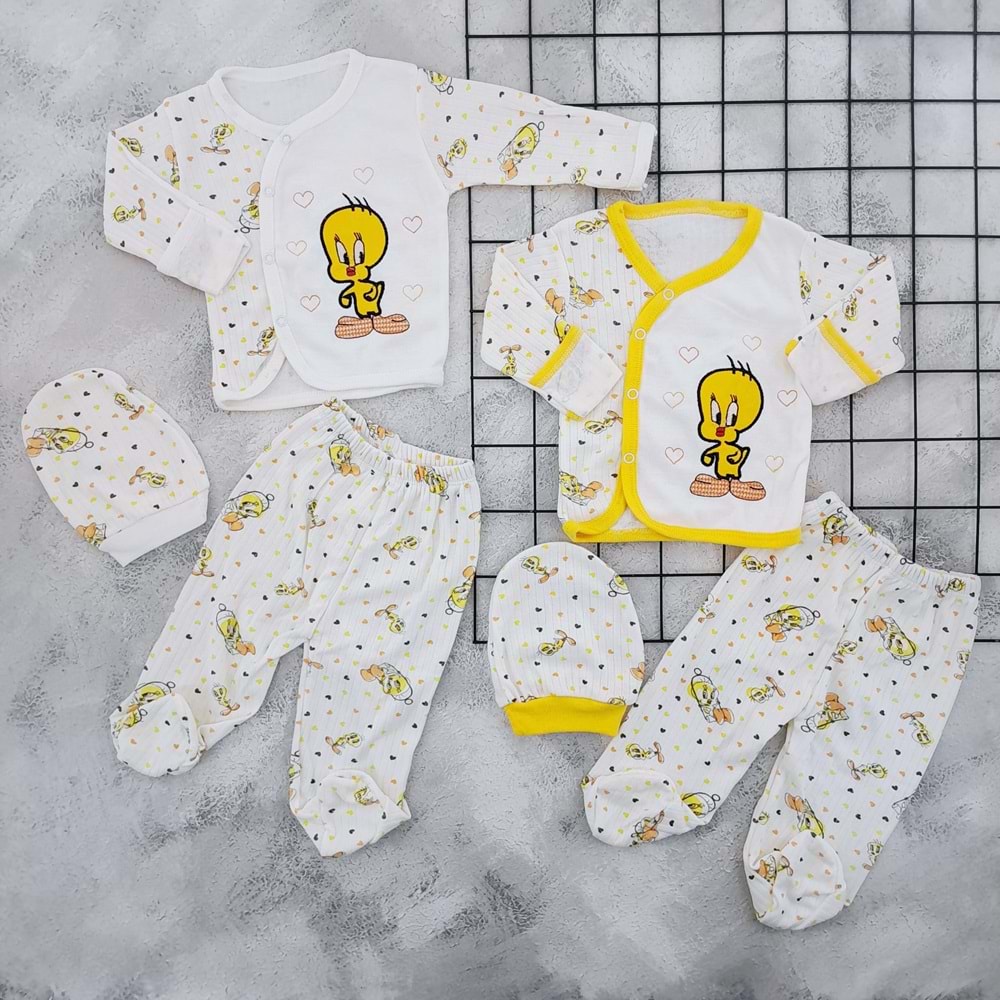MSA 1208 TWEETY NAKIŞLI ZIBIN TAKIM - BEYAZ - 0-3 AY