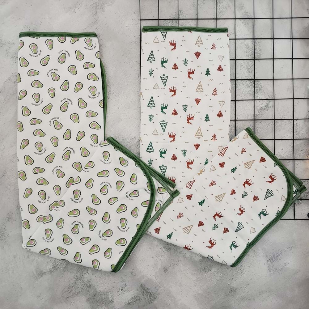 YENTEKS 4260 DESENLİ BEBE KUNDAK 100*100 - YEŞİL